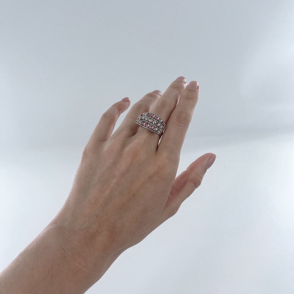 Vintage Y2K Pink Cubic Zirconia Adjustable Fashion Ring